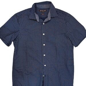 Michael Kors Men's Navy Short-Sleeve Dot-Print Shirt S Like New
